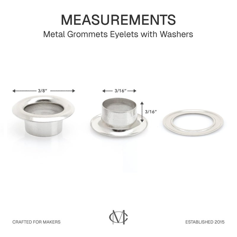 CRAFTMEMORE 3/16" (5MM) Hole Size 100 Sets Silver Metal Grommets Eyelets with Washers for Bead Cores, Clothes, Leather, Canvas (Silver) - Image 4